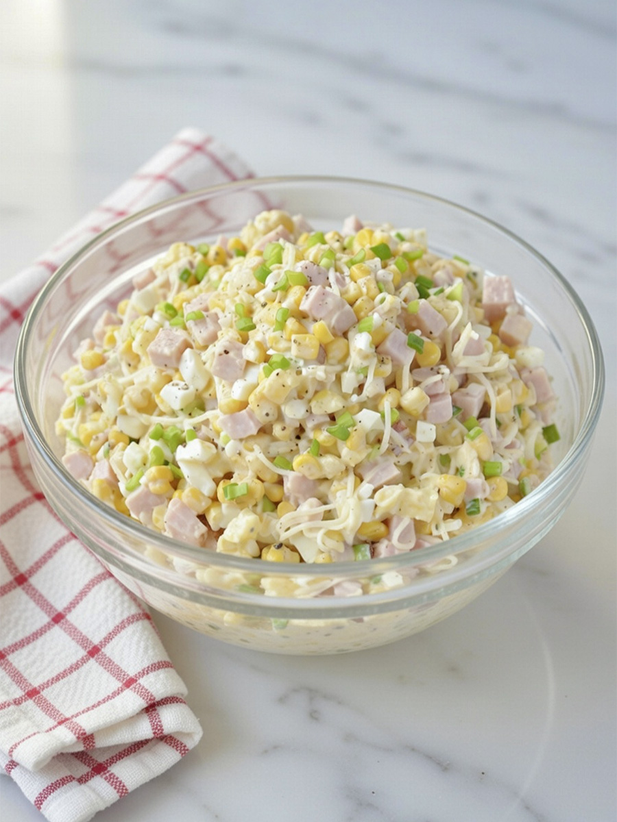 Sałatka z szynką i kukurydzą